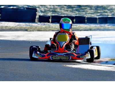 Arthur Rogeon dans son nouveau kart aux couleurs de CRG.