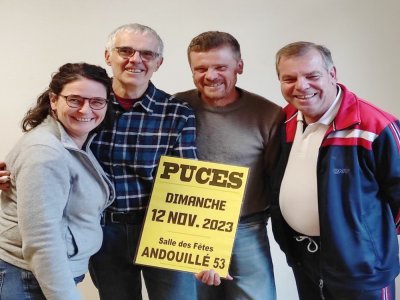 Saadia Durand, Patrice Boudin, Manuel Plot et Paul Rangeard vous invitent aux Puces andolléennes. - Marie-Christine GERARD