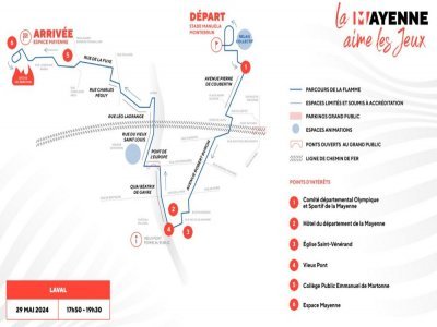 Trajet de la Flamme à Laval - Département de la Mayenne.