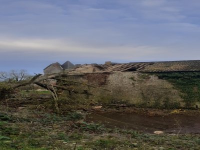 Dégâts occasionnés par la tempête sur la bergerie. - M. et Mme Fuseau