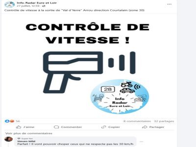 Ces groupes Facebook signalent la présence de radars. - Compte Facebook Info Radar Eure-et-Loir