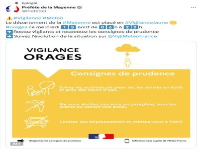 Les consignes de sécurité à suivre. - Compte X de la préfecture de la Mayenne.
