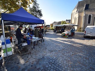 3&nbsp;Le poissonnier, qui vient de Granville, est install&eacute; pr&egrave;s du commerce de fruits et l&eacute;gumes, de l'&eacute;tal d'&eacute;picerie s&egrave;che et du producteur de volailles fermi&egrave;res. - 2025-10-30 March&eacute; de Louvern&eacute;